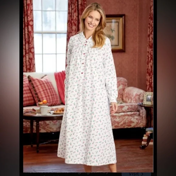 Lanz of Salzburg Cotton Flannel Nightgown 3X Pink Rose Cottagecore Prairie - Picture 4 of 10